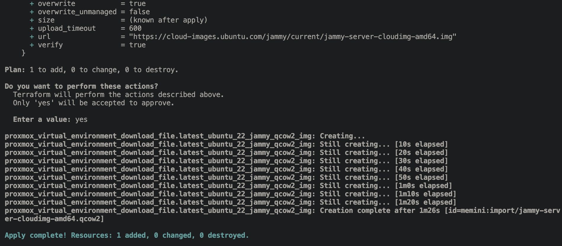 Статус развертывания VM в Proxmox